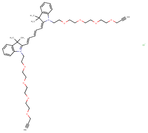 N,N'-bis-(propargyl-PEG4)-Cy5 Chemical Structure