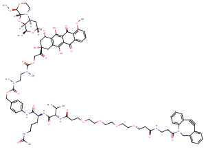 DBCO-PEG4-VC-PAB-DMEA-PNU-159682 Chemical Structure